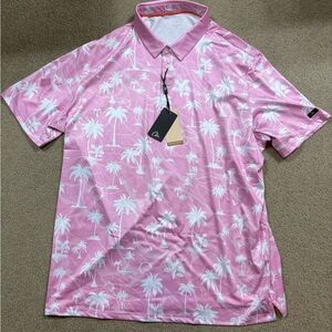 Pink Palm Tree Men's Polo Shirt